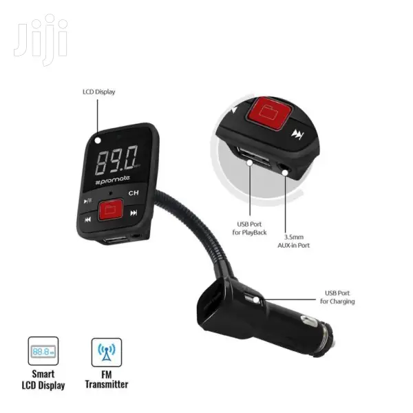 Promate Fm16 Universal in-Car Transmitter+Usb Charging Port
