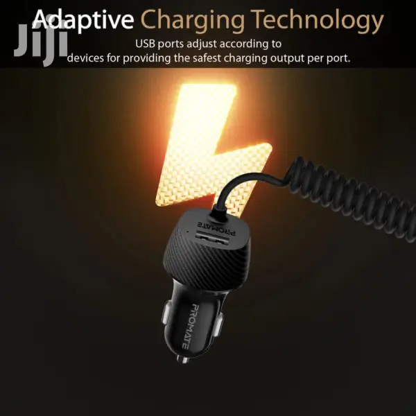 Promate Voltrip-I 3.4A Car Charger+Lightning Coiled Cable