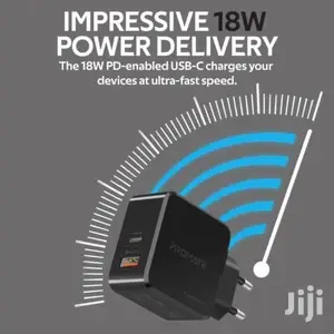Promate Powercube~36W Fast Charging Dual Port Charger(Black)