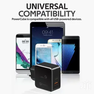 Promate Powercube~36W Fast Charging Dual Port Charger(Black)
