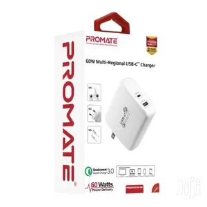 Promate Powercore-60 USB-C Wall Adapter+60watt Power and QC