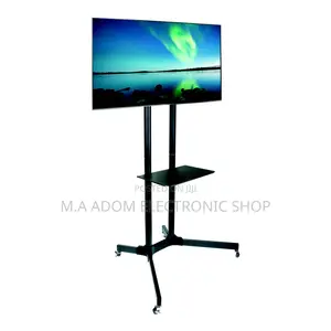 Adjustable Mobile Trolley With Wheels Dvd Shelf 32''-65