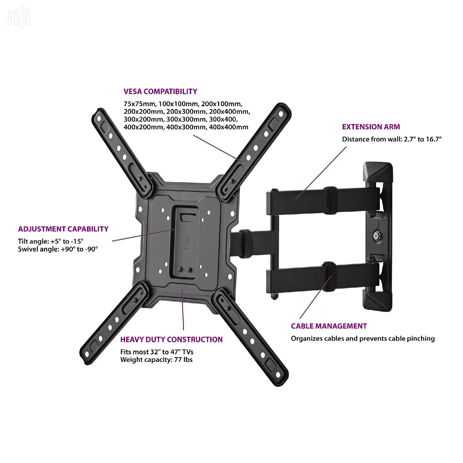Most Fits 14-55" Tv Wall Mount