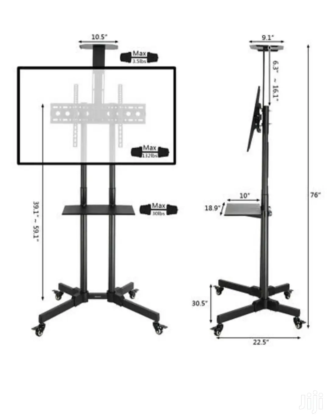 Mobile TV Cart Floor Stand Mount Home Exhibition 32"-65" TV