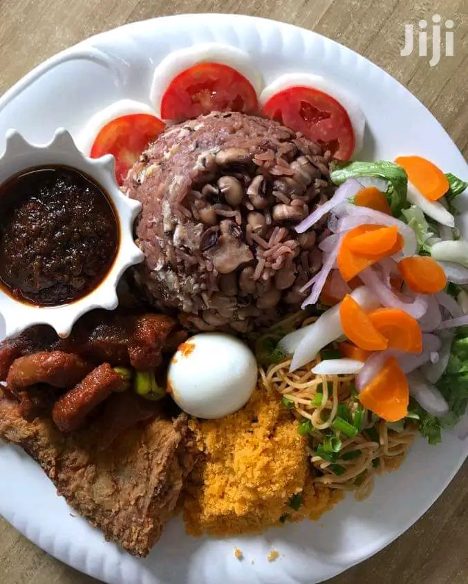 Rice and Chicken,Fish,Pork,Beefand Goat With Yam,Banku,More