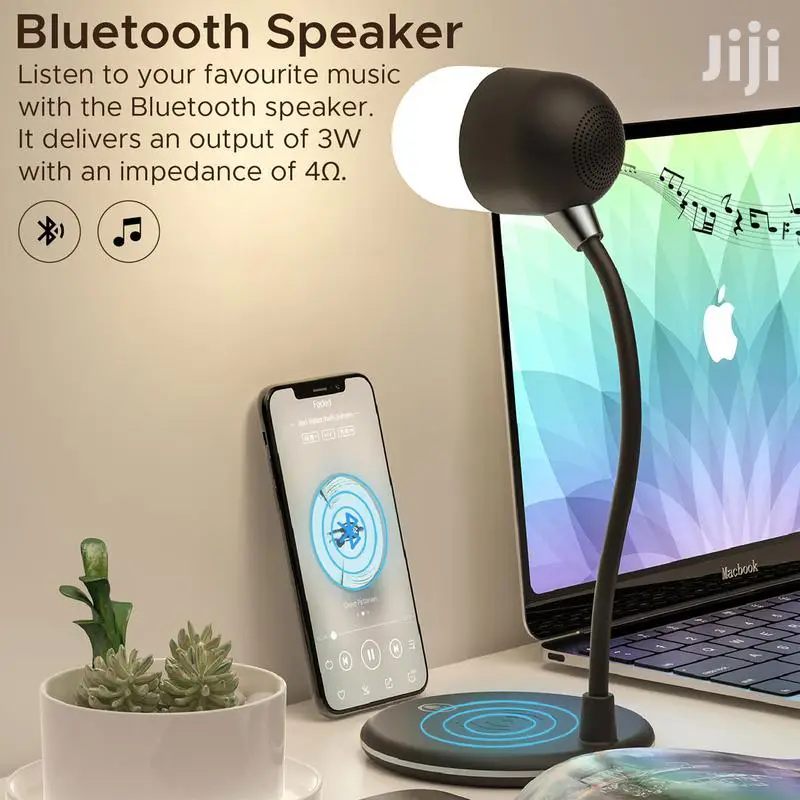 LED Table Lamp With Wireless Speaker and Wireless Charger