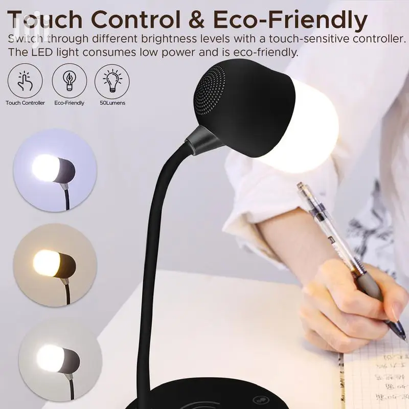 LED Table Lamp With Wireless Speaker and Wireless Charger
