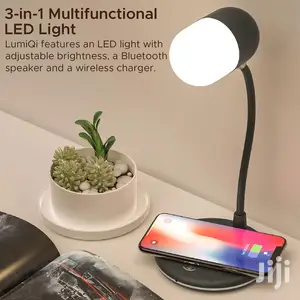 LED Table Lamp With Wireless Speaker and Wireless Charger