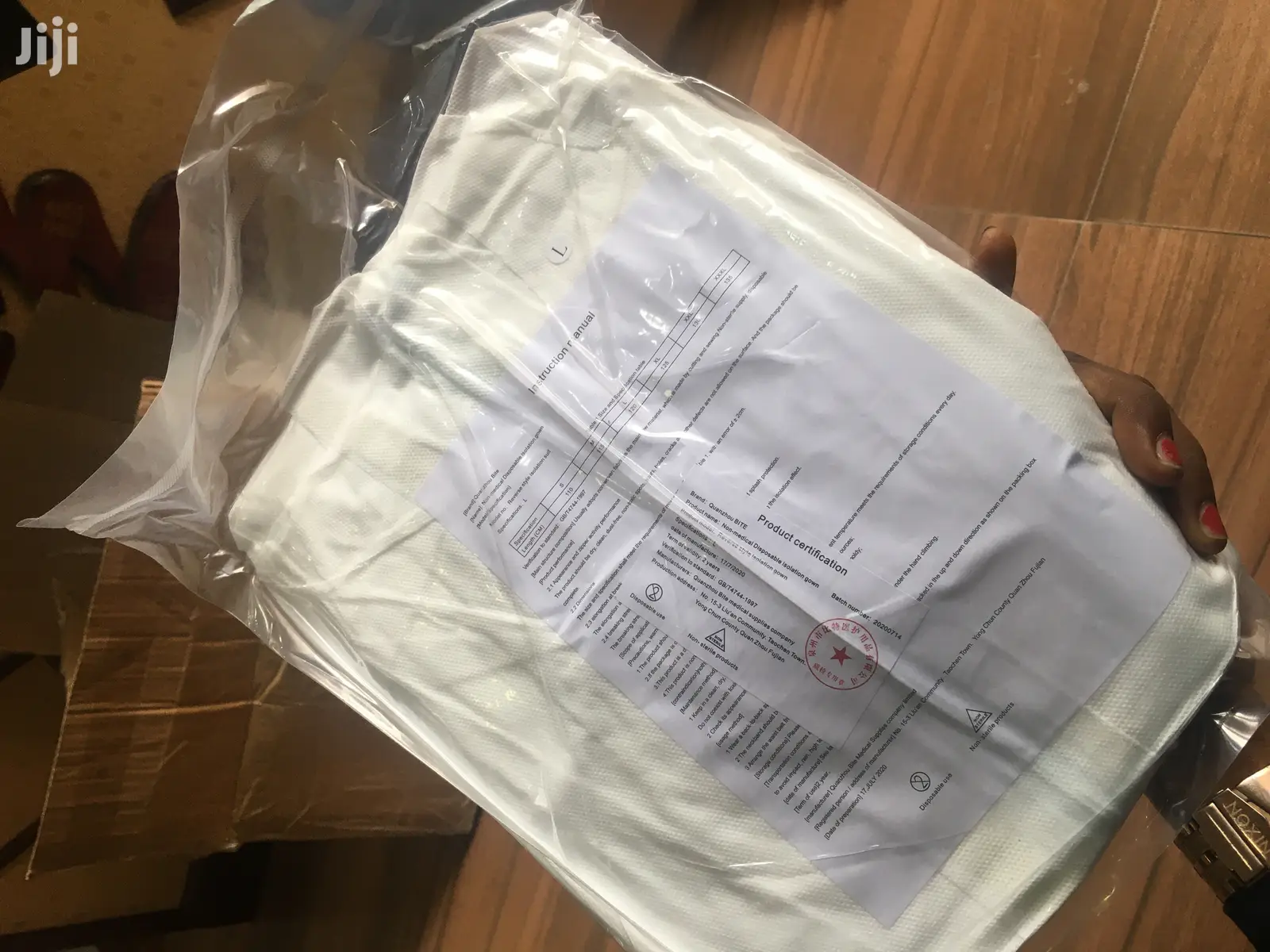 Coverall With Hood; Plain White in Color