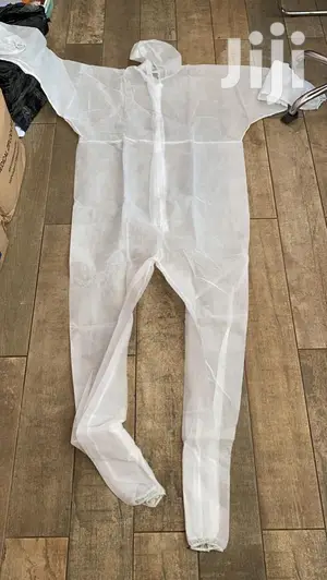 Coverall With Hood; Plain White in Color