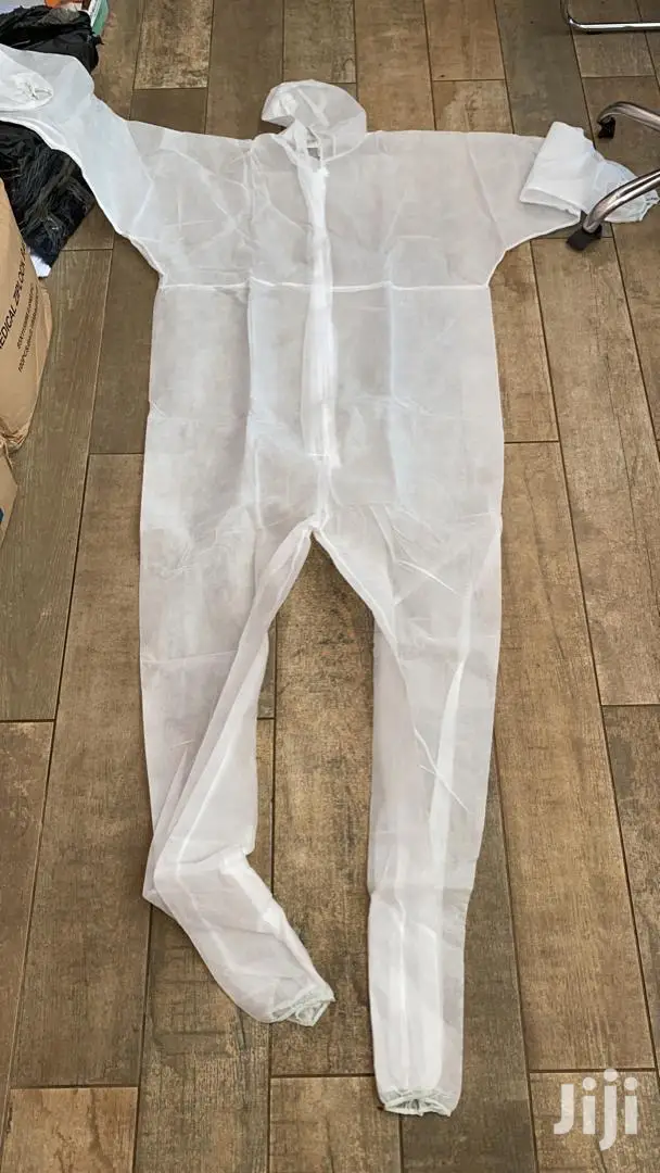 Coverall With Hood; Plain White in Color