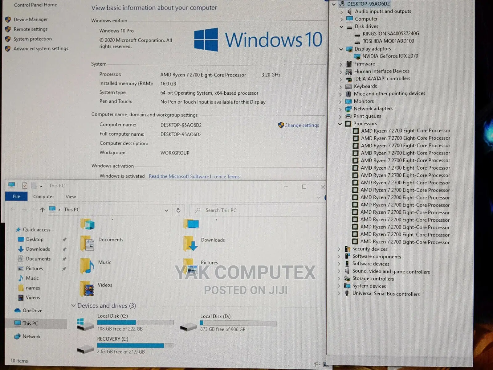 New Desktop Computer MSI Infinite 16GB AMD Ryzen SSD 350GB