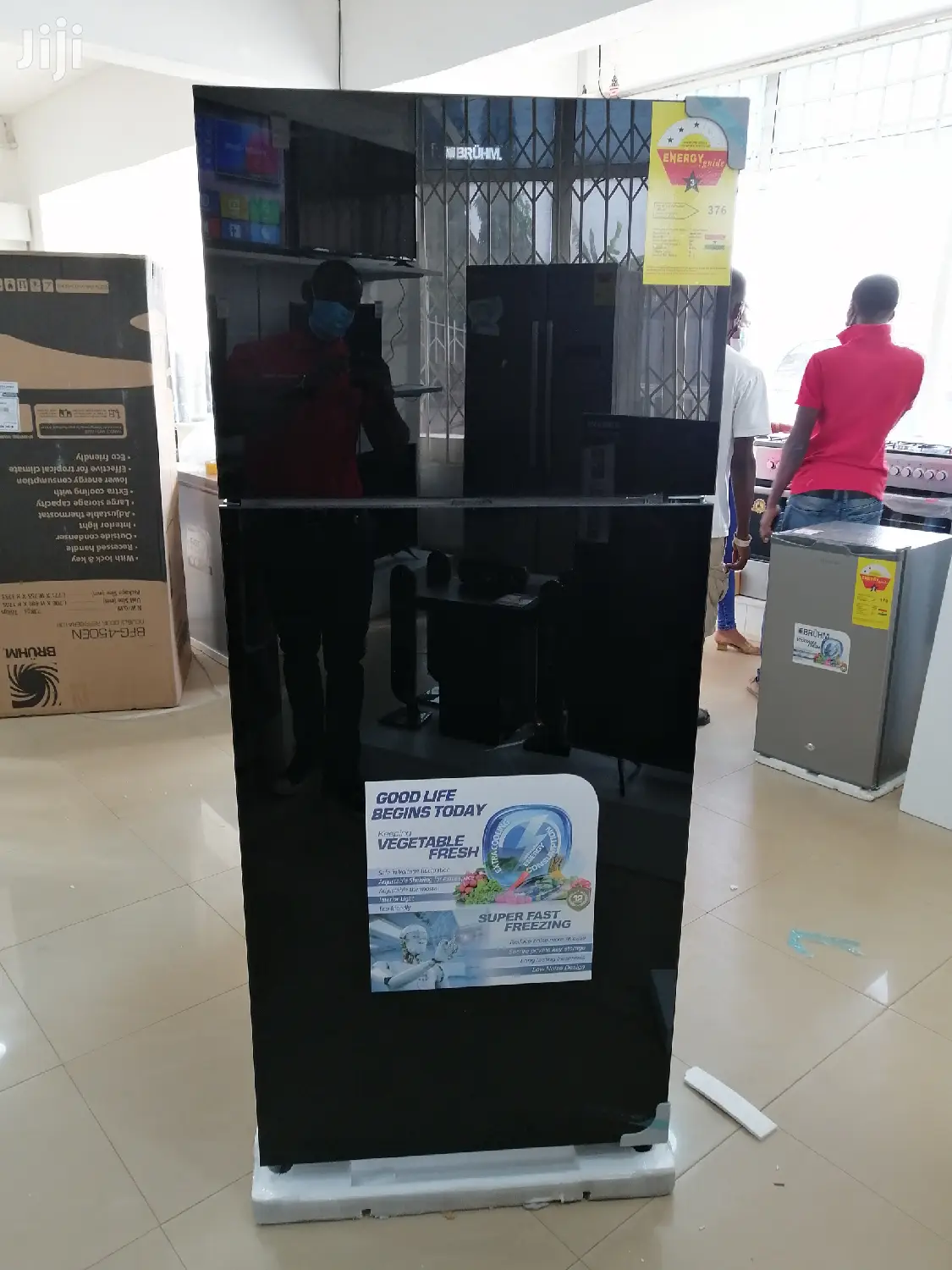 BRUHM 450lts Double Door Refrigerator With Glass Finish