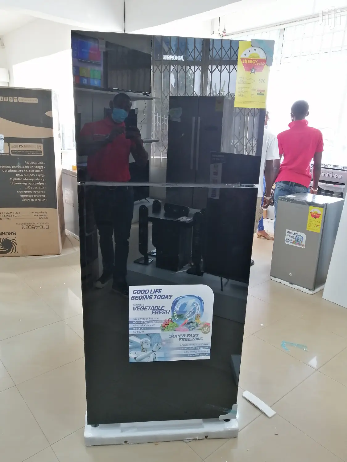 BRUHM 450lts Double Door Refrigerator With Glass Finish