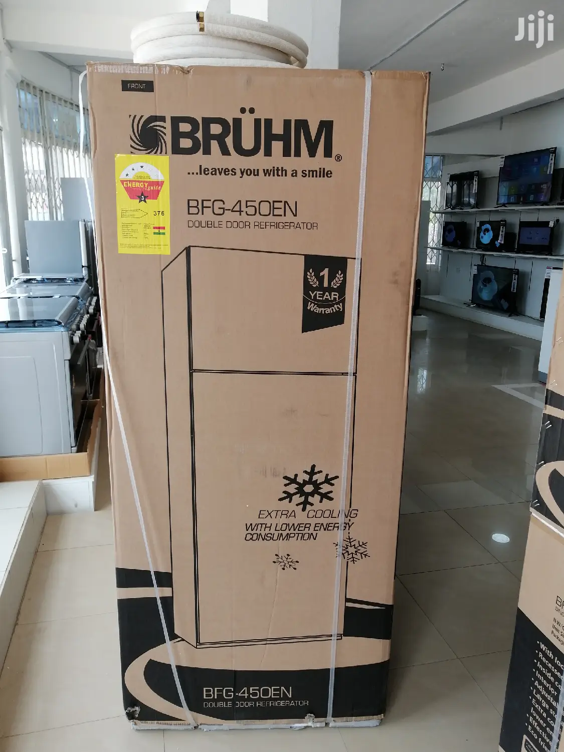 BRUHM 450lts Double Door Refrigerator With Glass Finish
