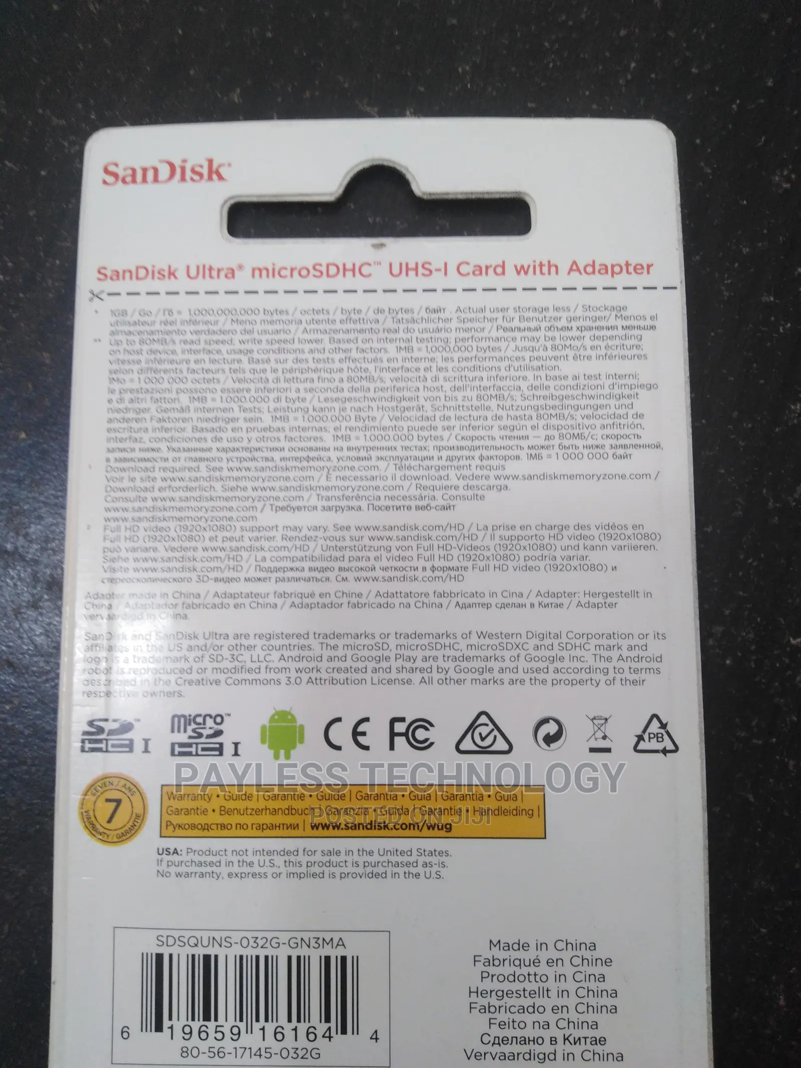 Sandisk Ultra 32gb Micro SD Card