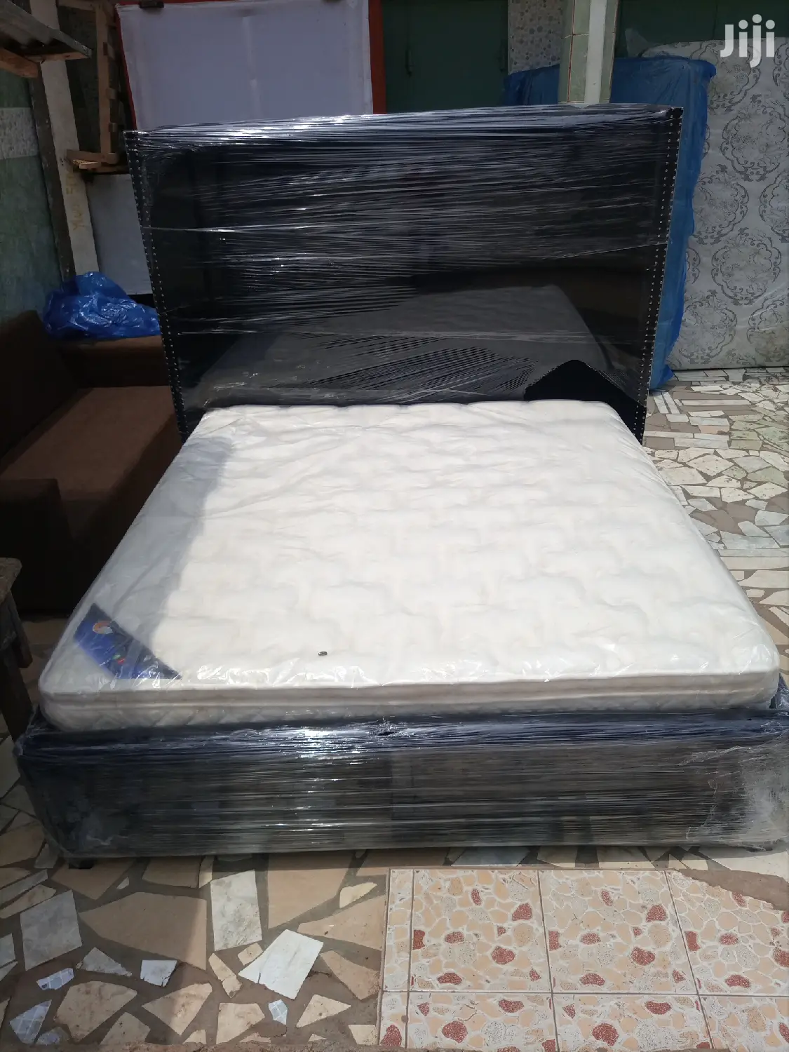 Black Kingsize Bed Made With Sued Materials. Free Delivery