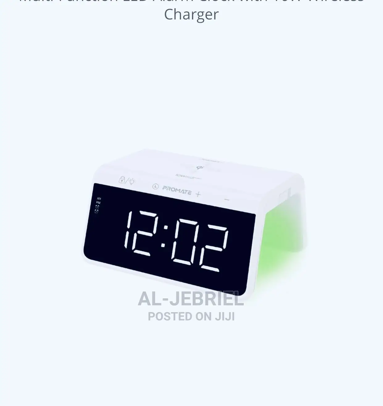 Timebridge-Qi LED Alarm Clock+10W Wireless Charger(White)