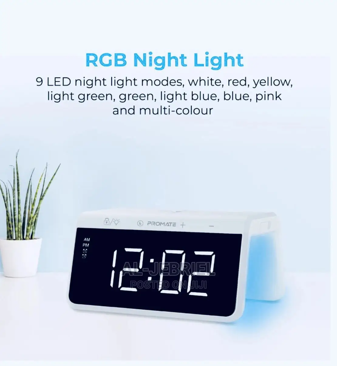 Timebridge-Qi LED Alarm Clock+10W Wireless Charger(White)
