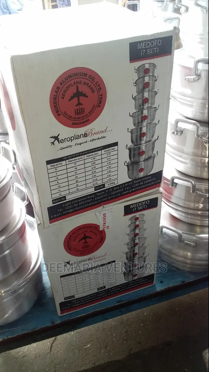 Original Locally Made 7 Set Aluminum Cooking Pots for Sale
