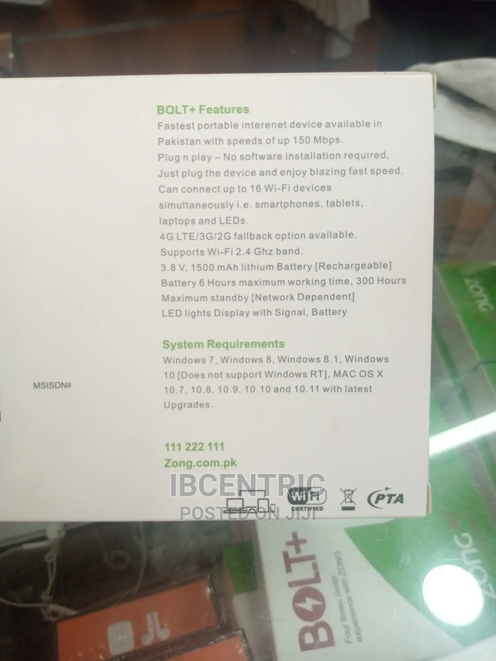 Bolt + Zong 4G Mobile Wifi