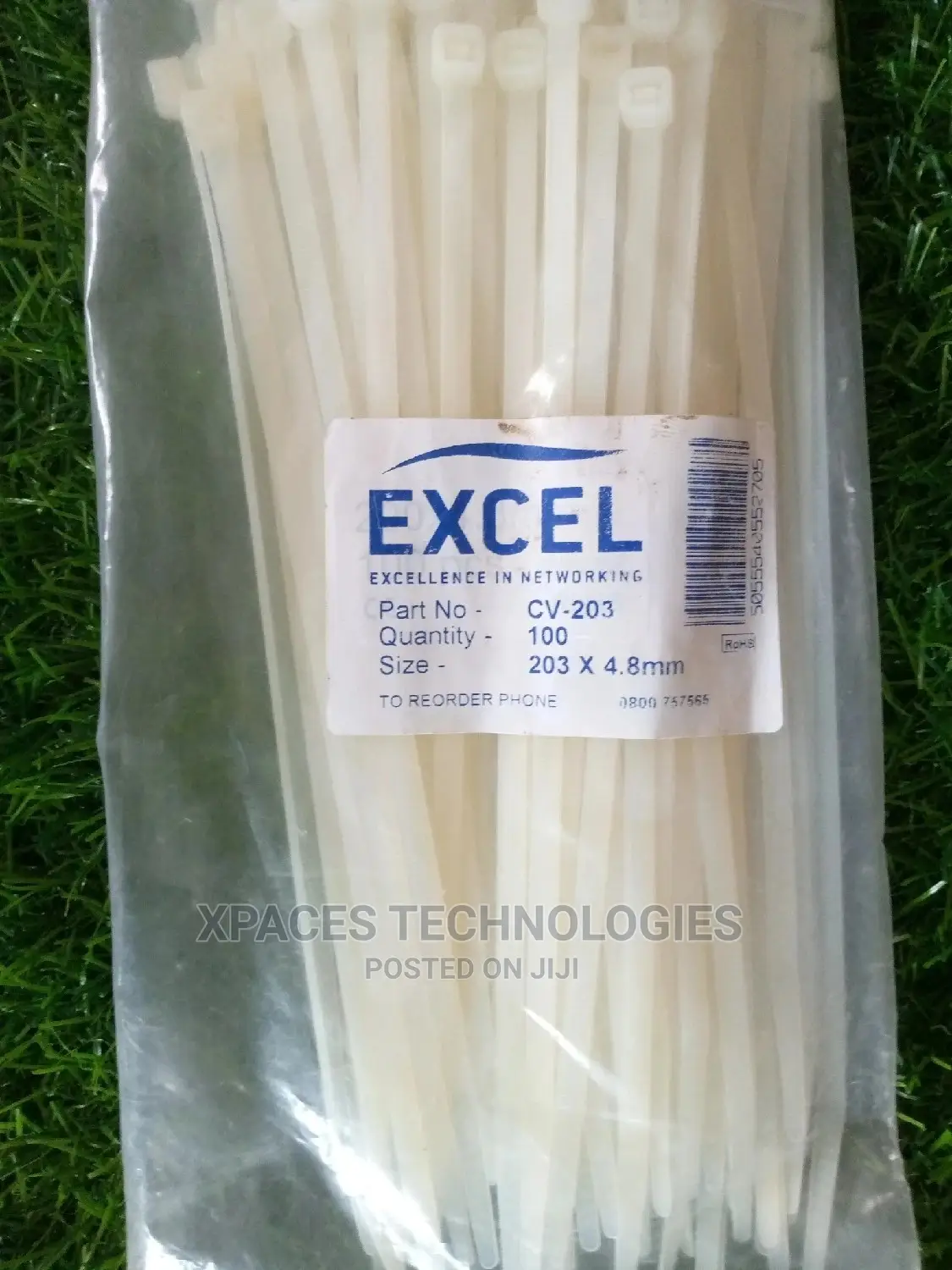 Excel Cable Ties 4.8mm X 203mm White- Standard 100pack