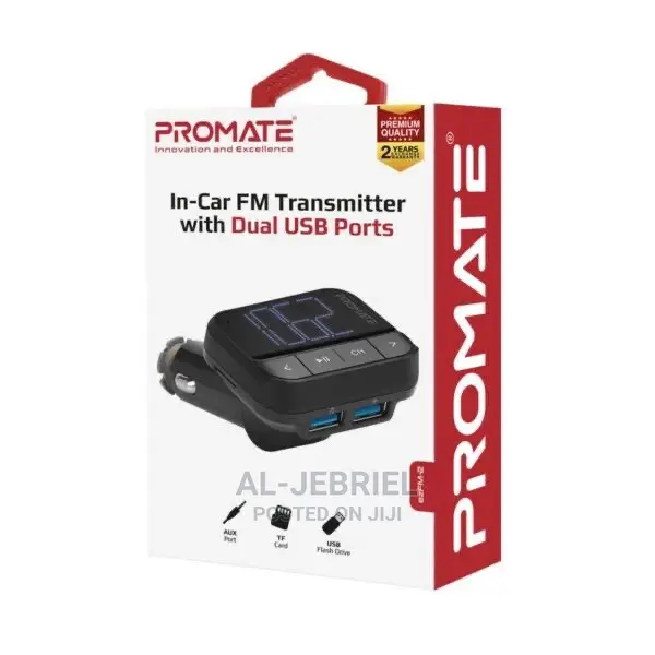 Promate in-Car Fm Transmitter With Dual Usb Ports