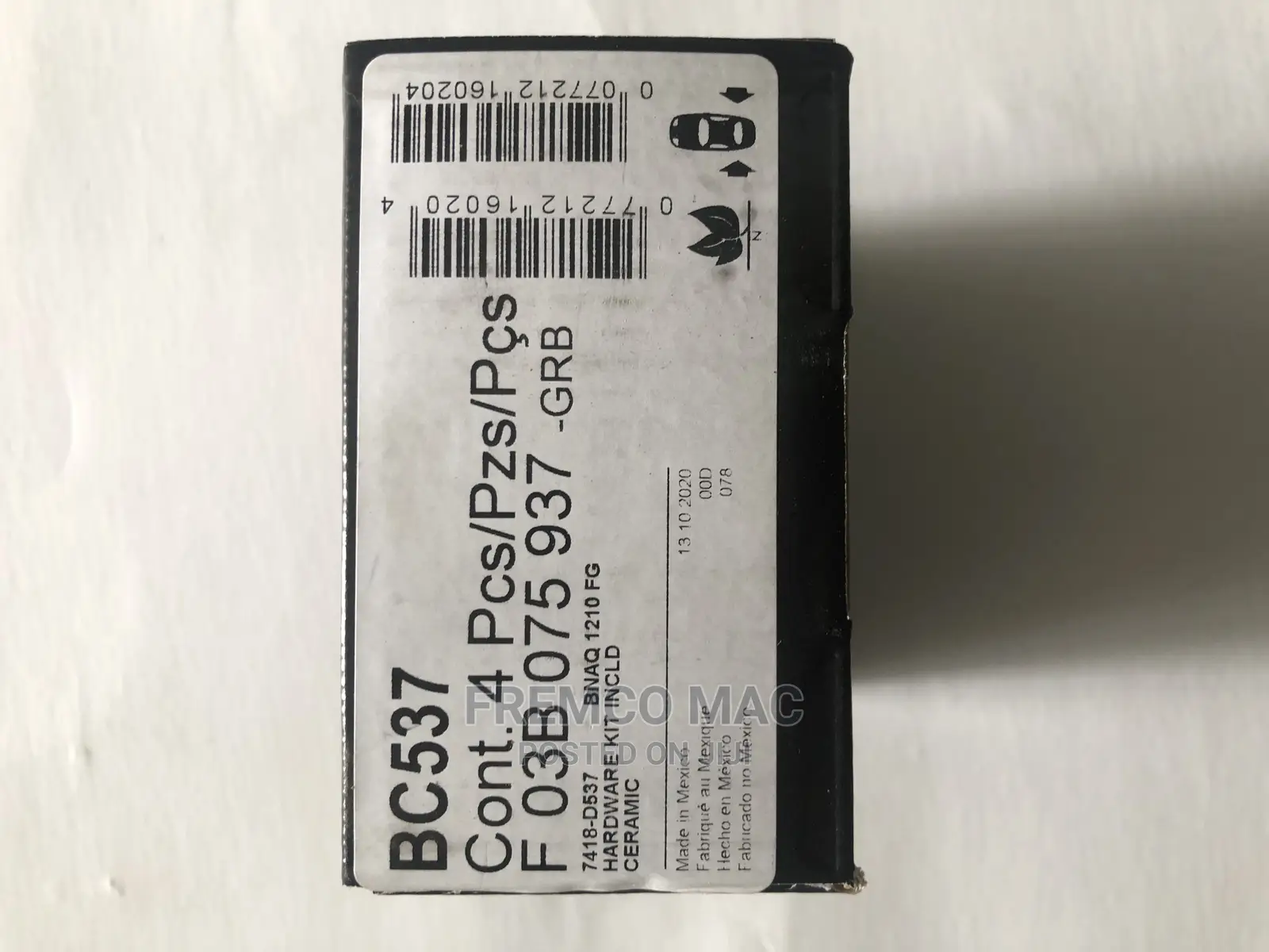 Brake Pad (Bosch) BC537 BACK