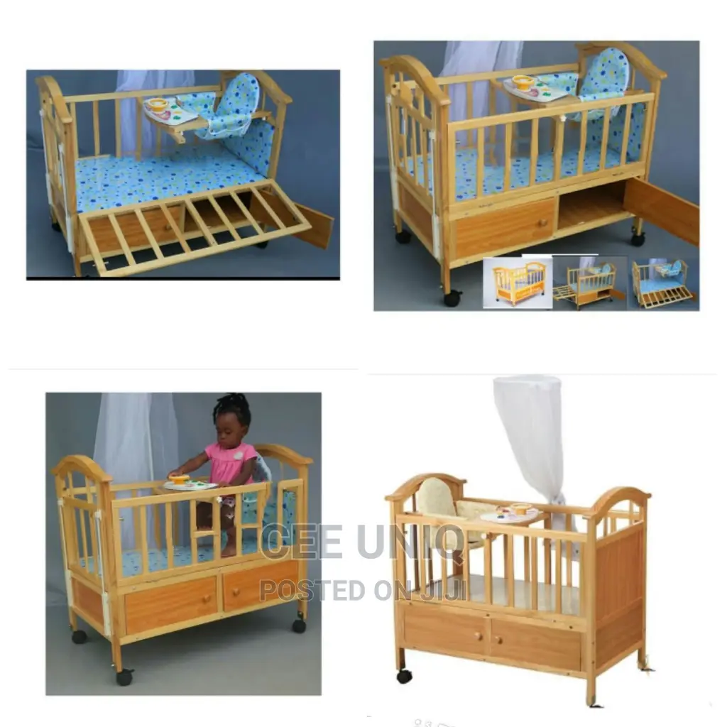 2 in 1 Baby Wooden Cot