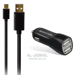 Promate Carkit-M 3.1A Dual USB Car Charger Data Cable
