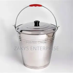 Stainless Steel Bucket With Lid 34cm