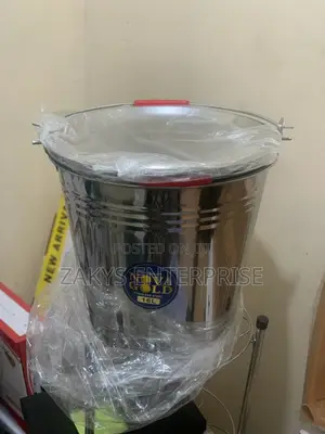 Stainless Steel Bucket With Lid 34cm