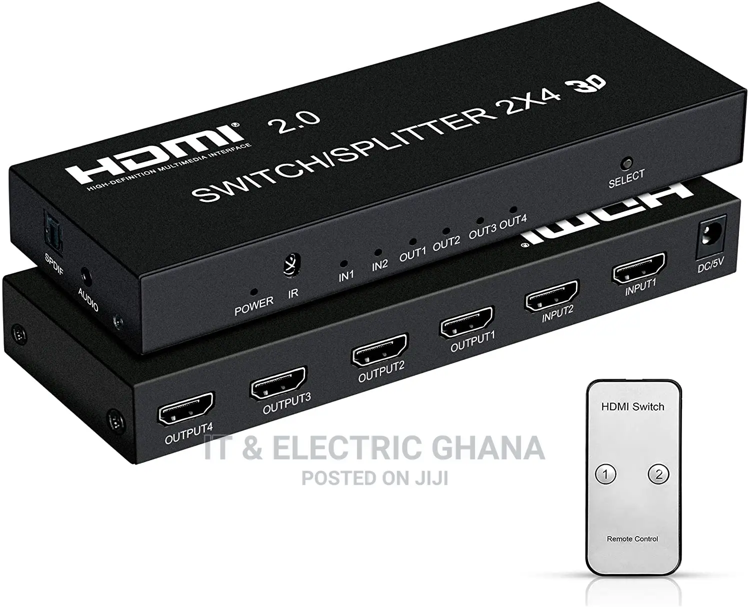 HDMI Switch Splitter 2 in 4 Out With Remote