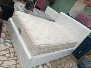 White Queen-Size Bed With Mattress . Delivery Is Free