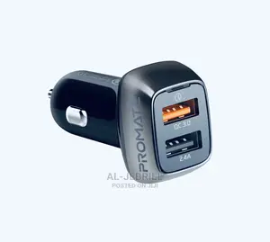 Promate Scud-30 QC 3.0 Car Charger+30 Watt Dual USB Ports