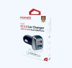 Promate Scud-30 QC 3.0 Car Charger+30 Watt Dual USB Ports