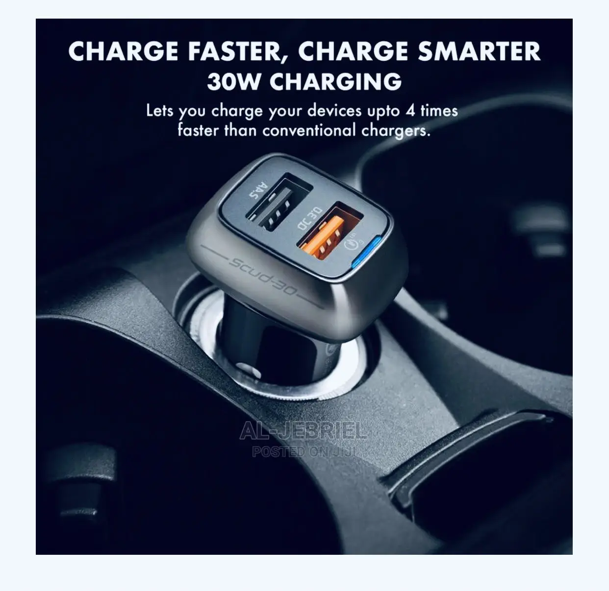 Promate Scud-30 QC 3.0 Car Charger+30 Watt Dual USB Ports