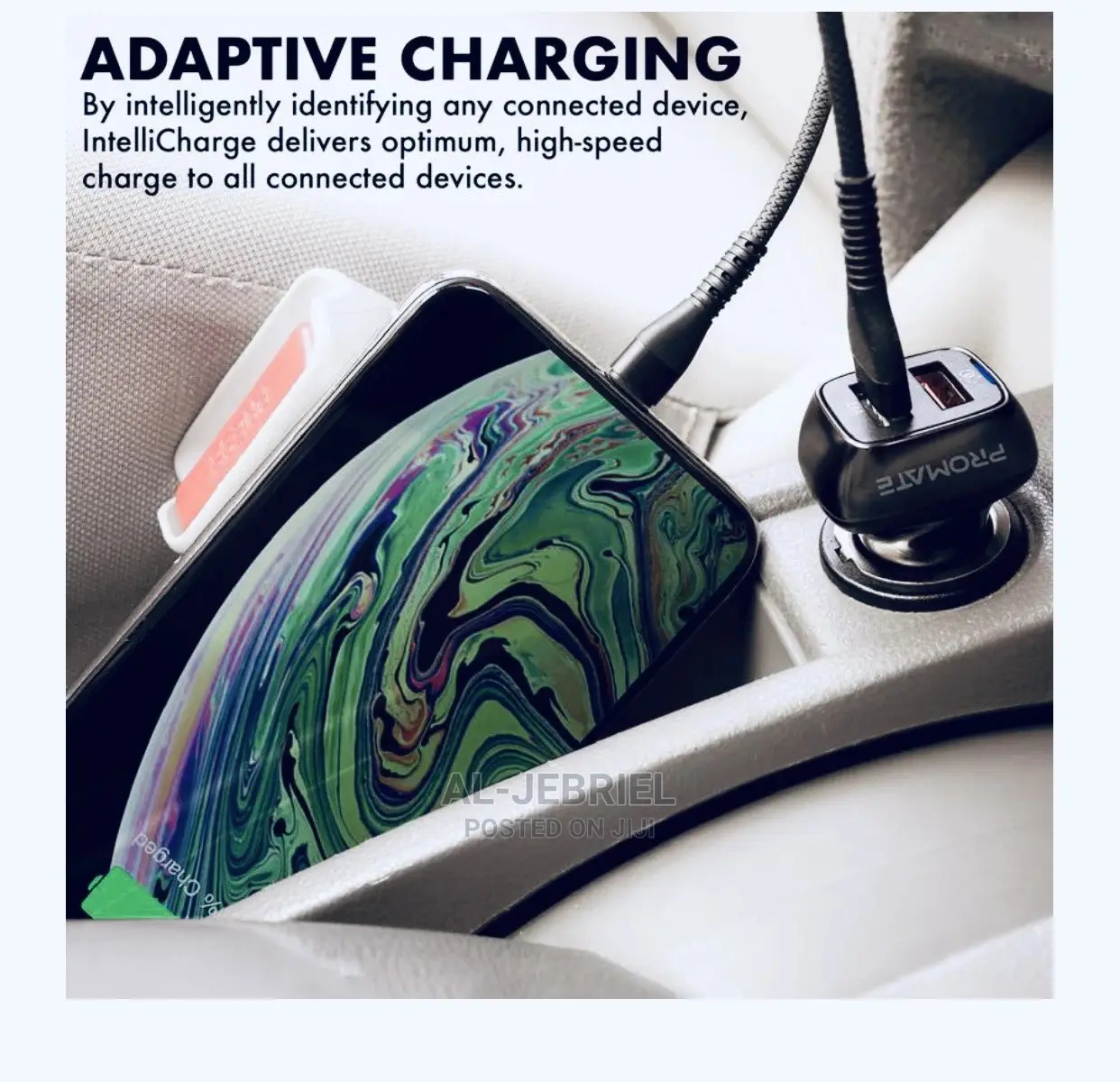Promate Scud-30 QC 3.0 Car Charger+30 Watt Dual USB Ports