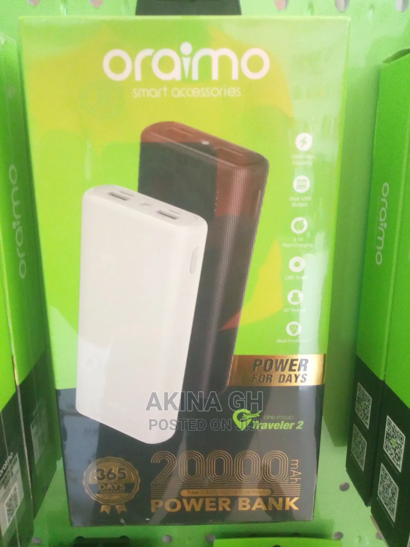 Oraimo 20000mah 2 Usb Port Power Bank