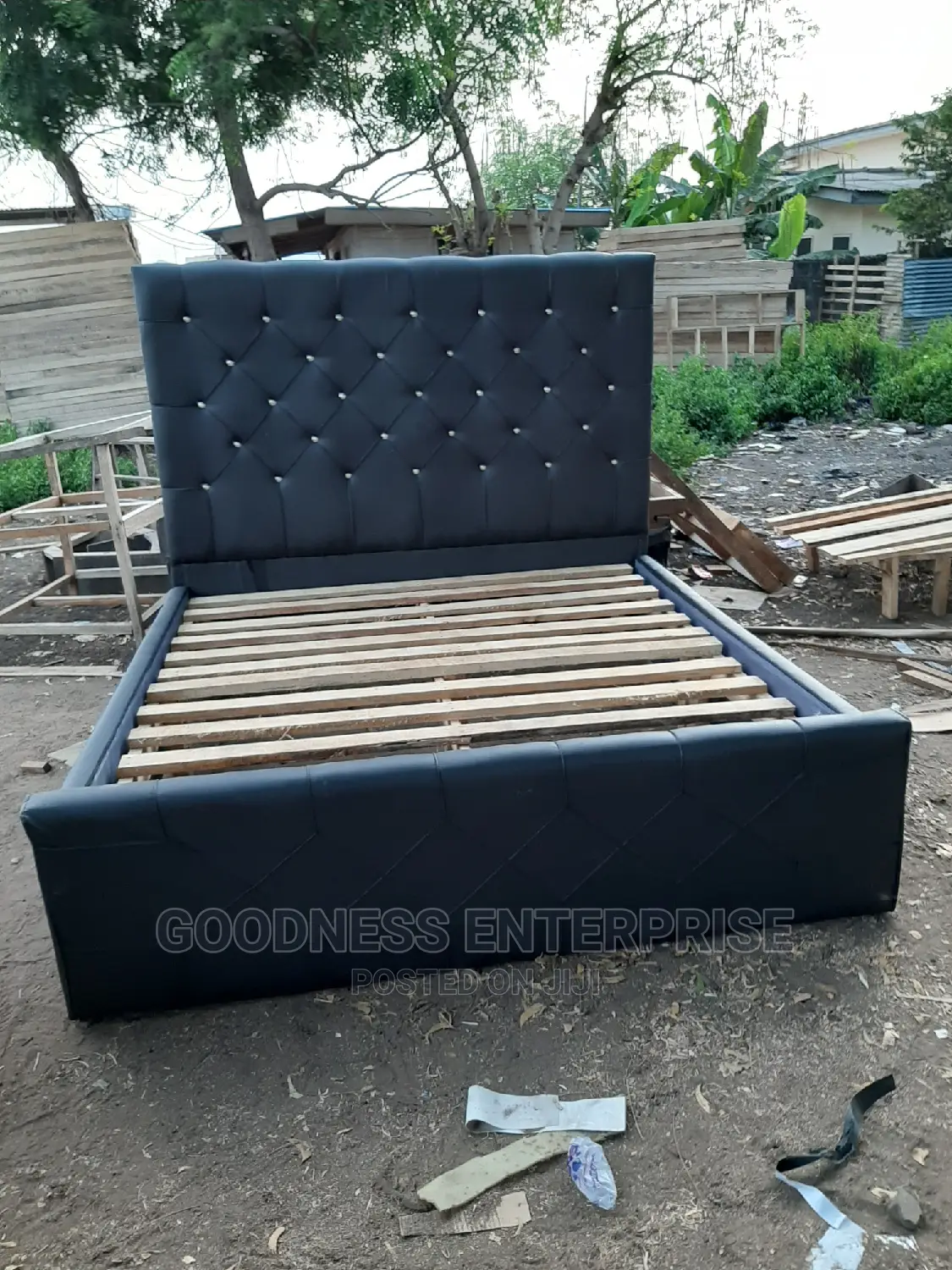 Black Queen Size Leather Bed Frame
