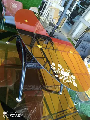 Glass Table With Mettalic Legs