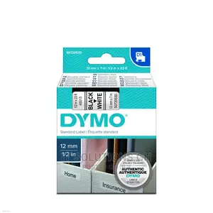 Dymo D1 Standard Labelling Tape 12mm X 7m -Black on White
