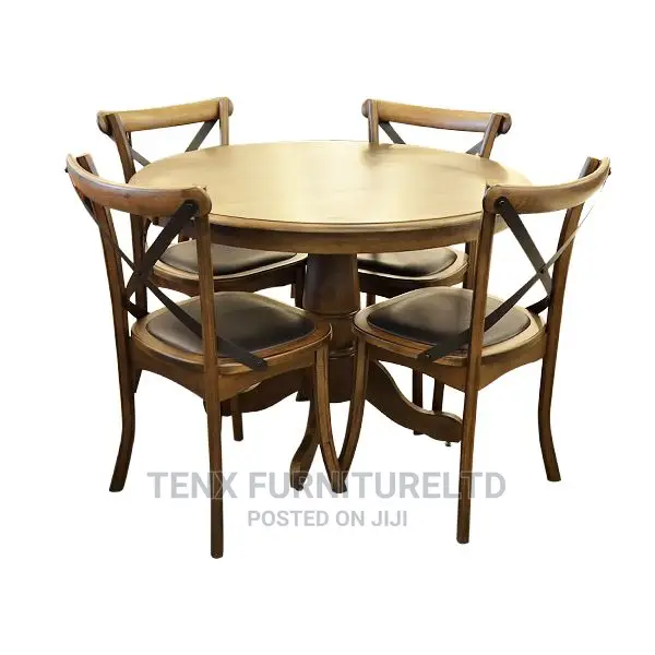 Dining Set 4-Seater (Round Table Brown)
