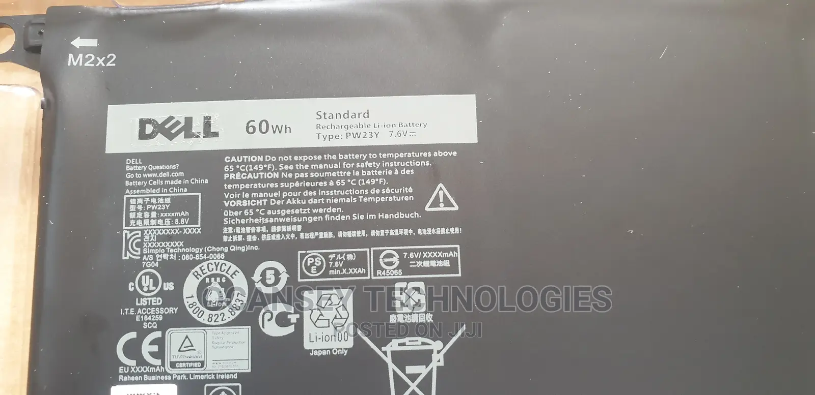 Original Dell Pw23y Battery for Dell XPS 13 9360