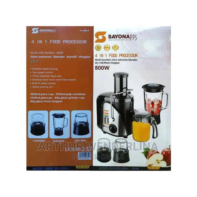 Sayonapps 4 In 1 Food Processor For Making Juicy Drink