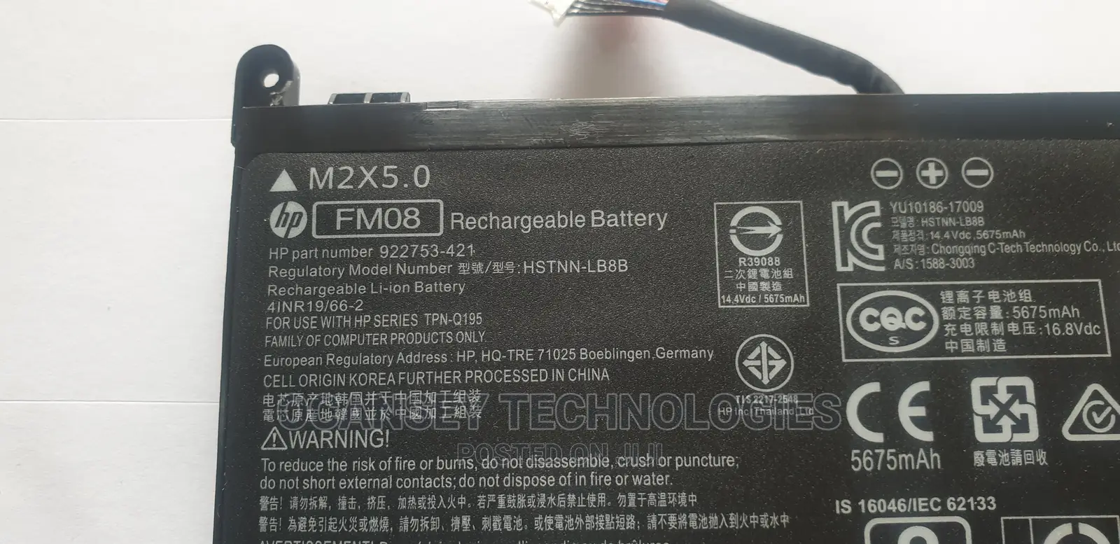 Original Hp Battery Fm08 12pin / for Hp Omen 17t-An000