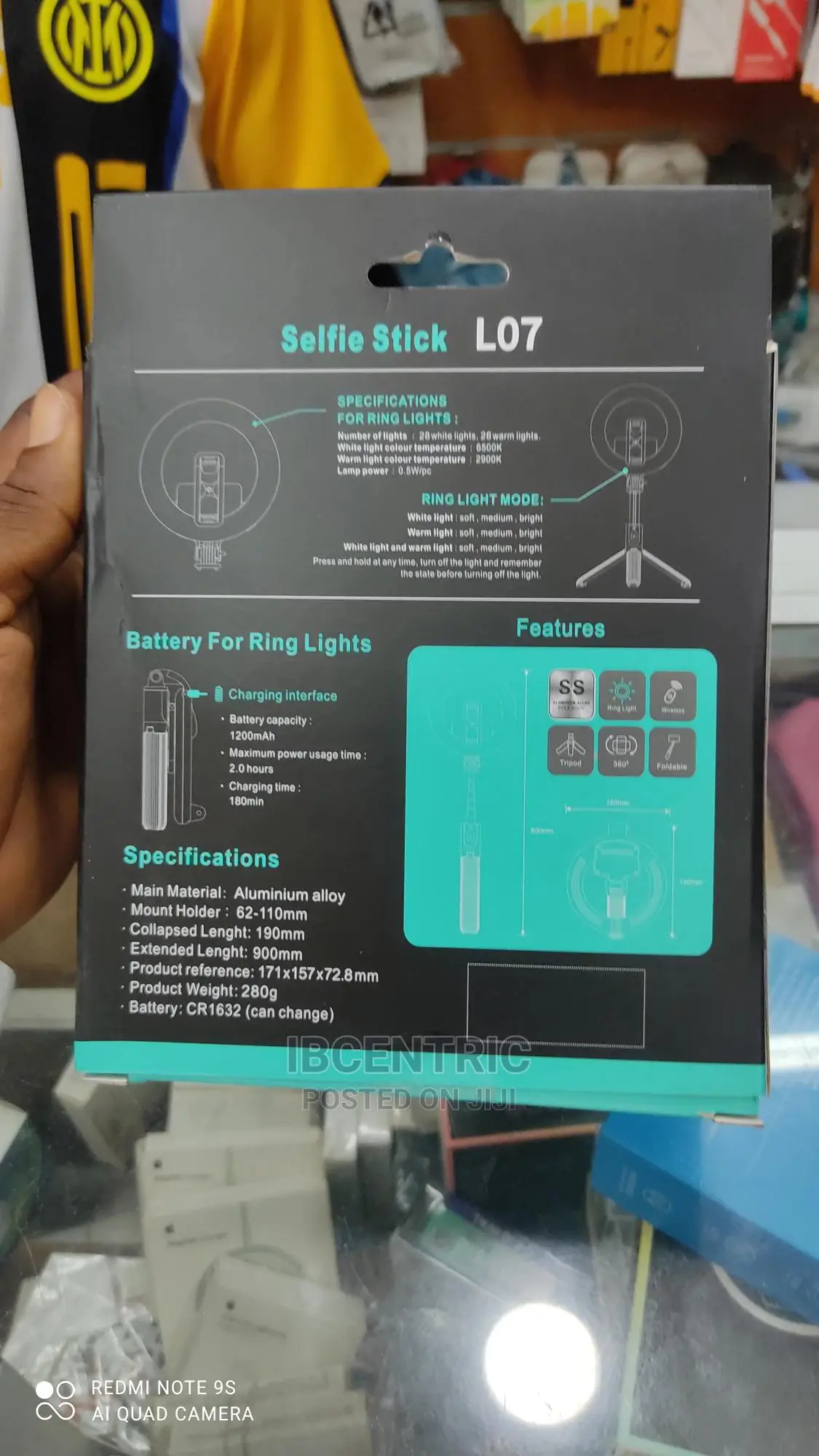 L07 Selfie Stick Tripod With Ring LED Light
