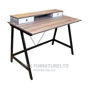 Computer Desk 2 Drawers Wood/Metal