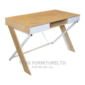 Computer Desk 2 Drawers (Brown White)