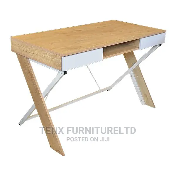 Computer Desk 2 Drawers (Brown White)